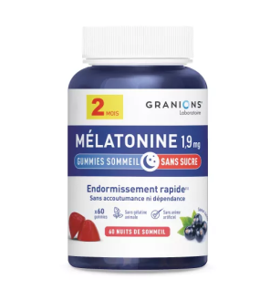 Granions – Mélatonine 1,9 mg gummies cassis, 60 unités