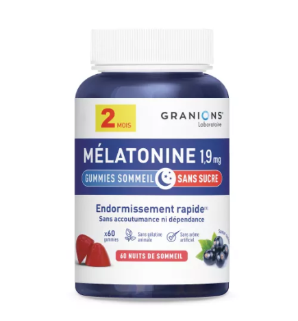 Granions – Mélatonine 1,9 mg gummies cassis, 60 unités