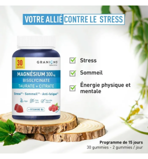 Granions – Triple Magnésium, gummies goût framboise, 30 gummies