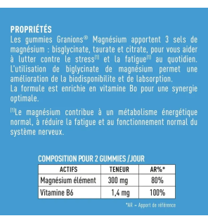 Granions – Triple Magnésium, gummies goût framboise, 30 gummies