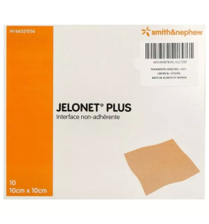 Smith&Nephew – Jelonet Plus, interface non-adhérente 10 × 10 cm, boîte de 10