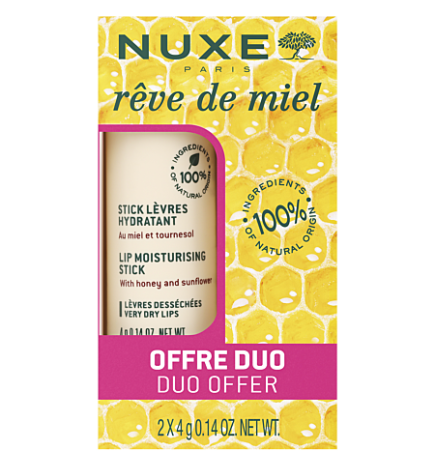 Nuxe– Rêve de Miel Stick Lèvres Hydratant, lot de 2 x 4 g