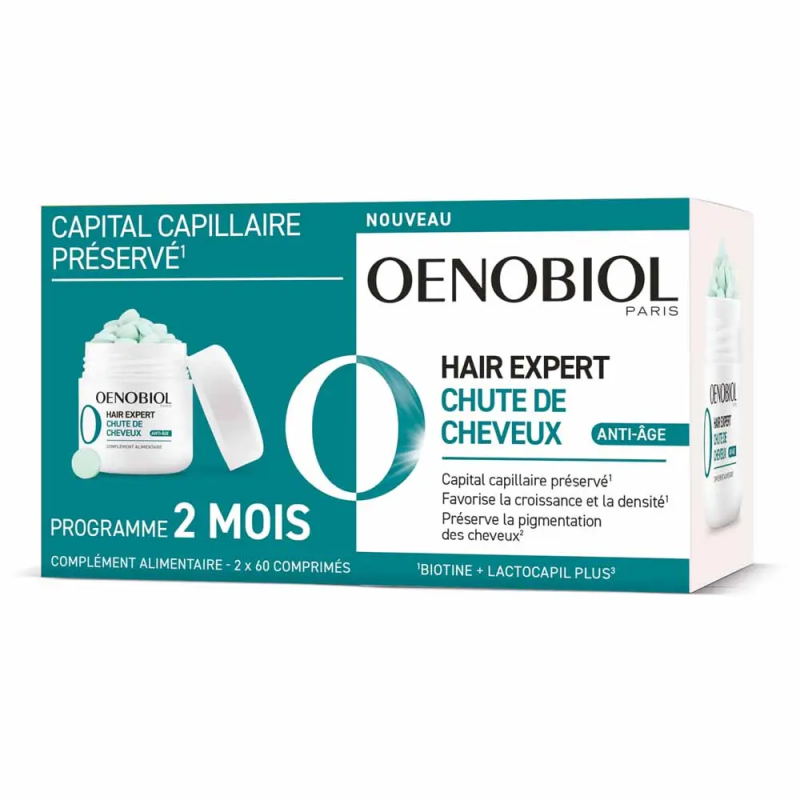 Oenobiol – Hair Expert Chute de Cheveux Anti-Âge, 60 comprimés Oenobiol – Hair Expert Chute de Cheveux Anti-Âge, 60 comprimés