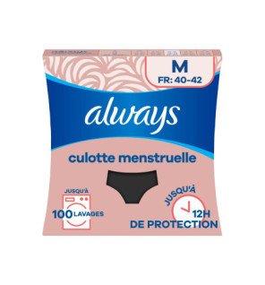 Always – Culotte menstruelle lavable lavable et réutilisable noire taille M, 1 culotte