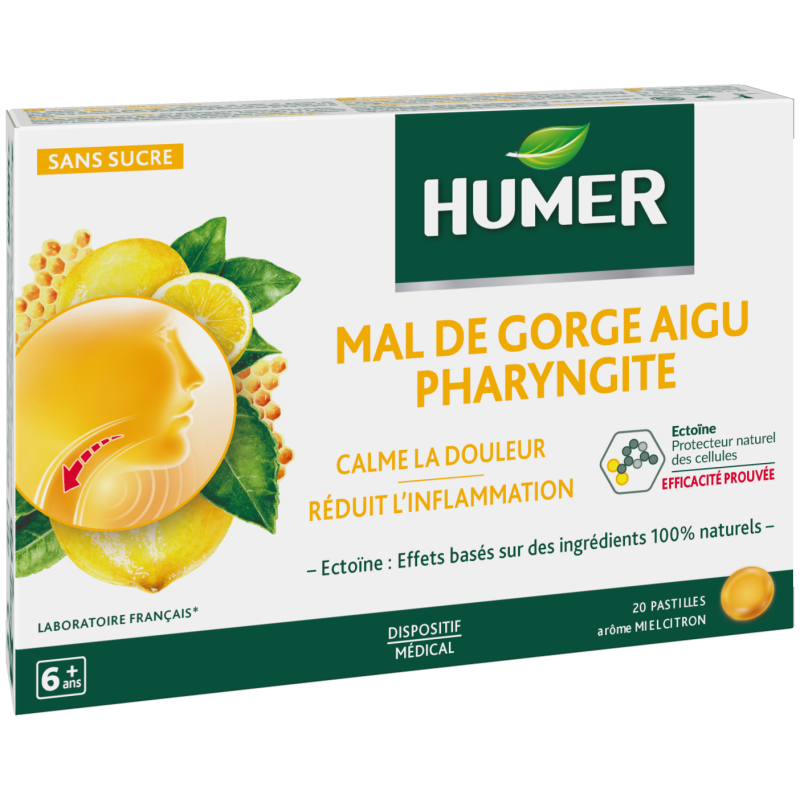 Humer – Mal de Gorge Aigu Pharyngite Miel Citron, 20 pastilles Humer – Mal de Gorge Aigu Pharyngite Miel Citron, 20 pastilles
