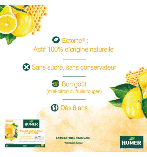 Humer – Mal de Gorge Aigu Pharyngite Miel Citron, 20 pastilles