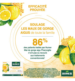Humer – Mal de Gorge Aigu Pharyngite Miel Citron, 20 pastilles