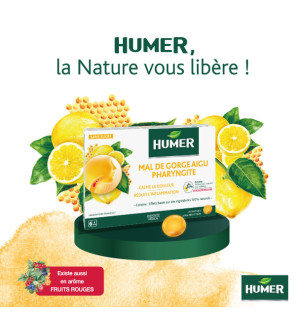 Humer – Mal de Gorge Aigu Pharyngite Miel Citron, 20 pastilles