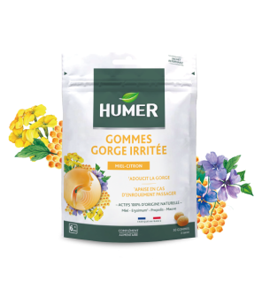 Humer – Gommes gorge sensible arôme Miel Citron, 30 gommes