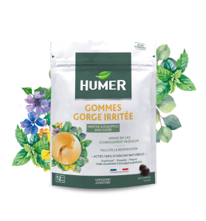 Humer – Gommes gorge sensible Menthe Eucalyptus, 30 gommes