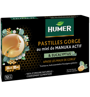 Humer – Pastilles Gorge Miel de Manuka IAA® 15+ & Eucalyptus, 52,8 g