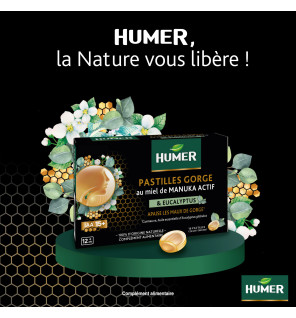 Humer – Pastilles Gorge Miel de Manuka IAA® 15+ & Eucalyptus, 52,8 g