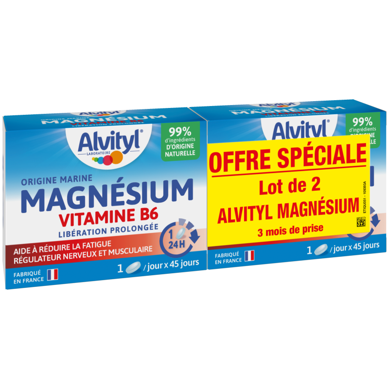 Alvityl – Magnésium vitamine b6, lot de 2 x 45 comprimés