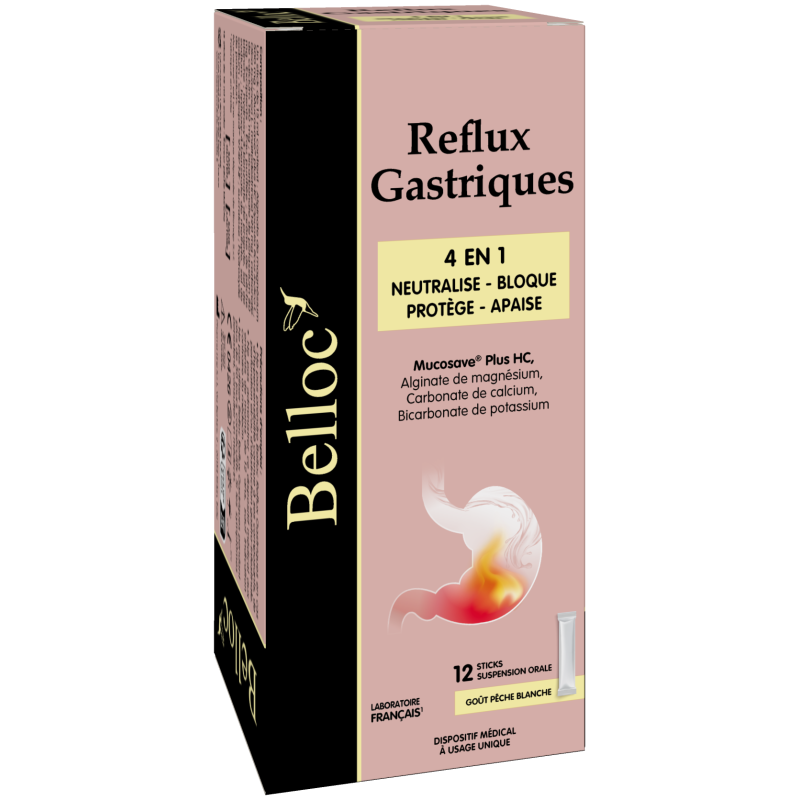 Belloc – Reflux gastriques 4en1, 12 sticks Belloc – Reflux gastriques 4en1, 12 sticks