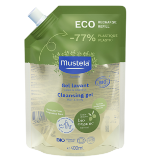 Mustela – Éco-recharge Gel lavant Bio corps et cheveux, 400 ml