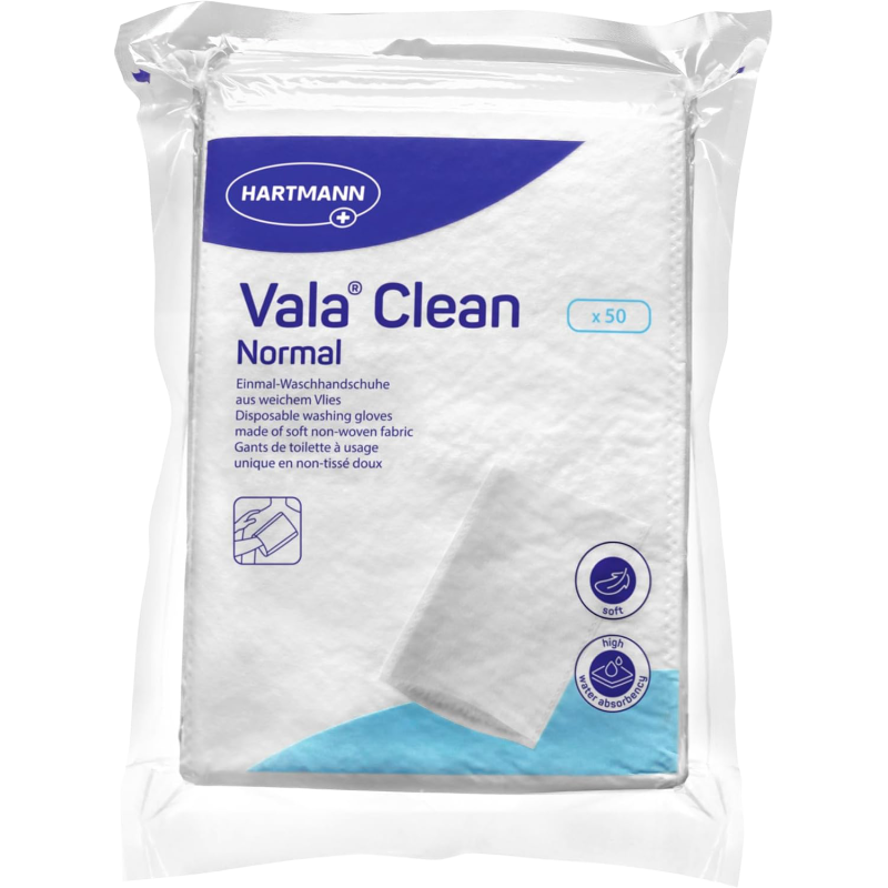 Hartmann – Gant de toilette ValaClean à usage unique, 50 unités Hartmann – Gant de toilette ValaClean à usage unique, 50 unités