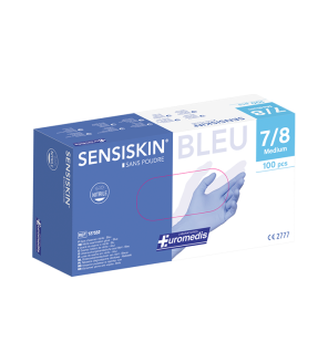 Euromedis – Gants d’examen Sensiskin nitrile bleu, taille M (7/8), boîte de 100