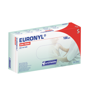 Euromedis –  Gants d’examen Euronyl  en vinyle sans poudre, taille 6/7 Small, boîte de 100