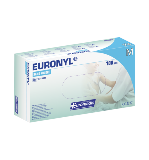 Euromedis –  Gants d’examen Euronyl en vinyle sans poudre, taille 7/8 Medium, boîte de 100