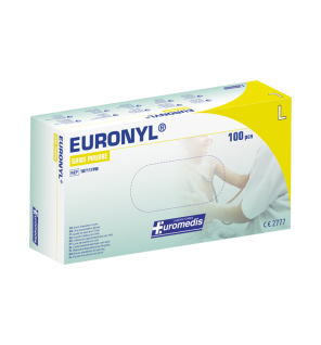 Euronyl – Gants d’examen en vinyle sans poudre, taille 8/9 Large, boîte de 100