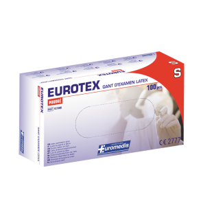 Euromedis – Gants d’examen en latex Eurotex sans poudre, taille 6/7 Small, boîte de 100