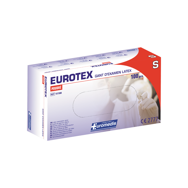 Euromedis – Gants d’examen en latex Eurotex sans poudre, taille 6/7 Small, boîte de 100 Euromedis – Gants d’examen en latex Eurotex sans poudre, taille 6/7 Small, boîte de 100