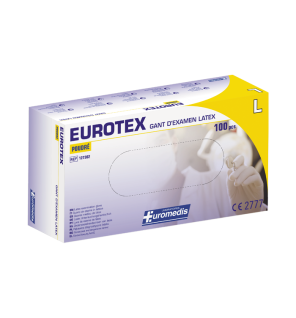Euromedis – Gants d’examen Eurotex en latex poudrés, taille 8/9 Large, boîte de 100