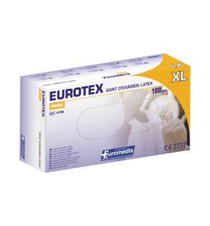 Euromedis – Gants d’examen Eurotex en latex poudrés, taille 9/10 XL, boîte de 100