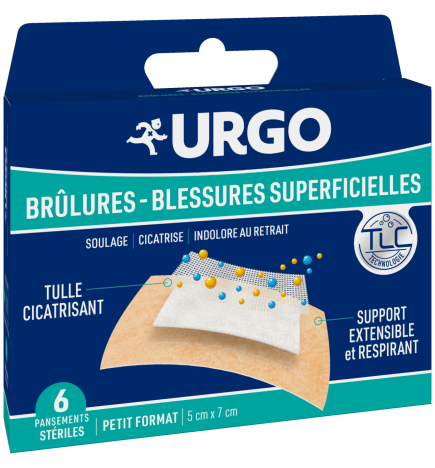 Urgo – Tulles brûlures et blessures, 5 x 7 cm x6