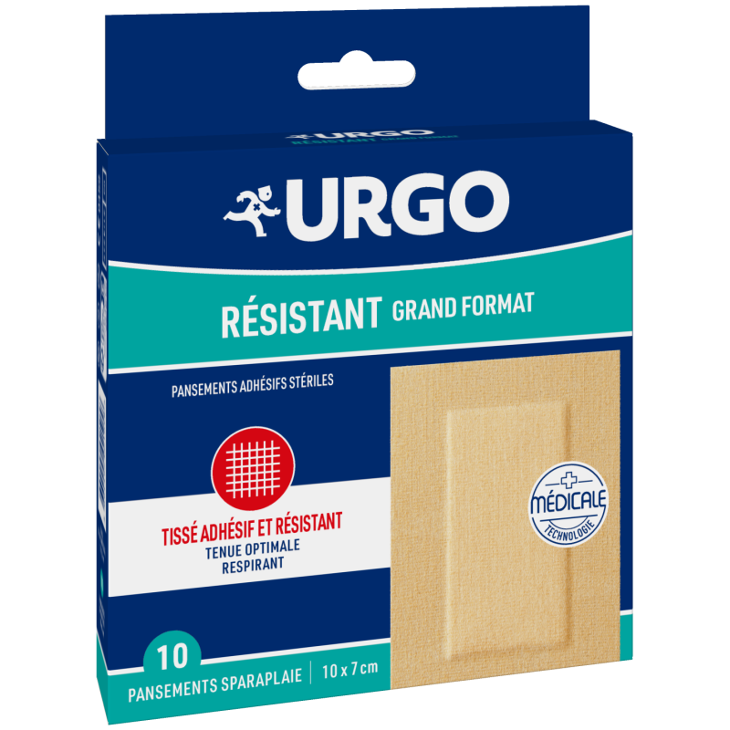 Urgo – Résistant grand format 10 x 7 cm, x 10 pansements Urgo – Résistant grand format 10 x 7 cm, x 10 pansements