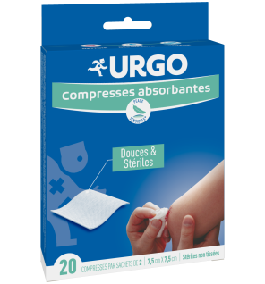 Urgo – Compresse absorbante non tissée stérile, sachet 2 x 10