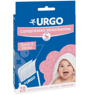 Urgo – Compresse absorbante non tissée stérile, sachet 2 x 10