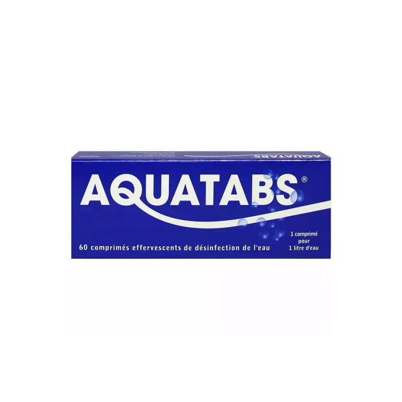 Aquatabs – Comprimés désinfectants pour 1 litre d’eau, 60 comprimés Aquatabs – Comprimés désinfectants pour 1 litre d’eau, 60 comprimés