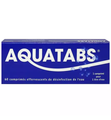 Aquatabs – Comprimés désinfectants pour 1 litre d’eau, 60 comprimés