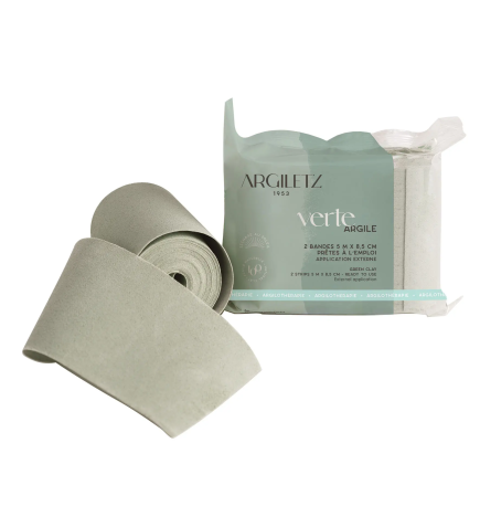 Argiletz – Bandes d’argile verte sur support cellulosique, 2 bandes