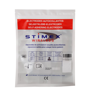 Stimex – Électrodes Wireless carrées autocollantes, 50 × 50 mm, sachet de 4