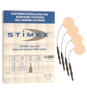 Stimex – Électrodes autocollantes TENS rondes, Ø 32 mm, sachet de 4