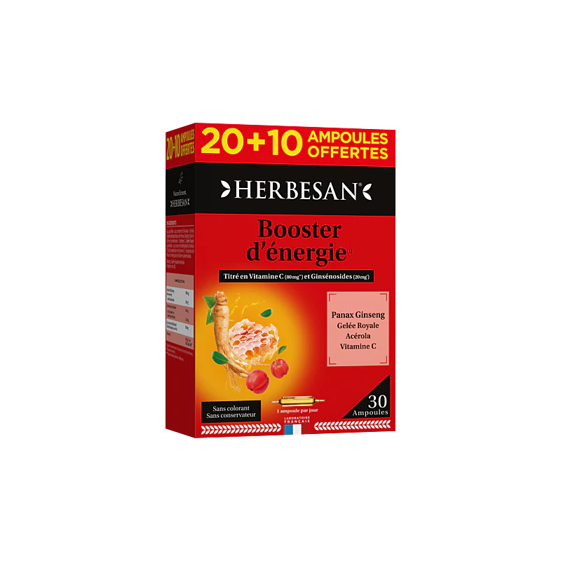 Herbesan – Panax ginseng gelée royale, 20 + 10 ampoules de 15 ml Herbesan – Panax ginseng gelée royale, 20 + 10 ampoules de 15 ml