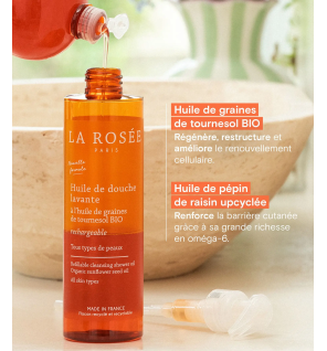 La Rosée – Huile de douche lavante, 390 ml