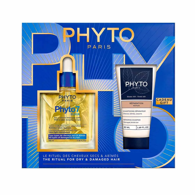 Phyto Paris – Coffret Phyto 7 Elixir et Shampooing Réparation, 2 produits