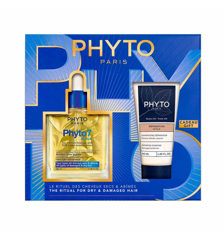 Phyto Paris – Coffret Phyto 7 Elixir et Shampooing Réparation, 2 produits