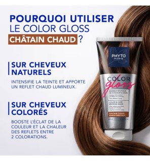 Phyto Paris – Masque raviveur de couleur et soin Châtain Chaud Color Gloss, 200 ml