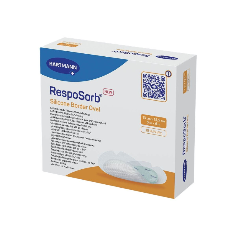 Hartmann – RespoSorb Silicone Border pansement ovale, 13 x 15,5 cm