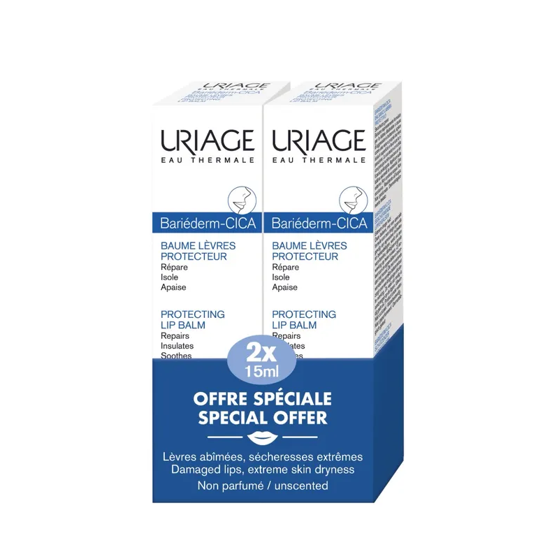 Uriage – Bariéderm Cica-Lèvres Baume réparateur, 2 × 15 ml Uriage – Bariéderm Cica-Lèvres Baume réparateur, 2 × 15 ml