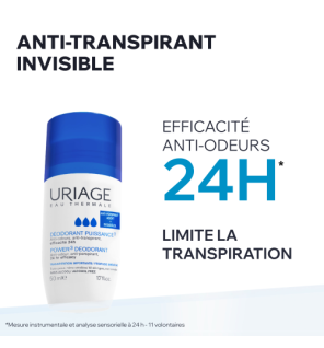 Uriage – Déodorant Puissance 3 Anti-transpirant, 50 ml