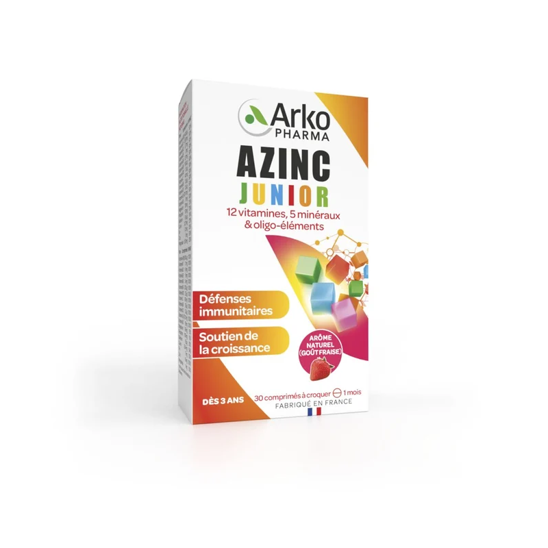 Arkopharma – Azinc Junior goûts fraise, 30 comprimés à croquer Arkopharma – Azinc Junior goûts fraise, 30 comprimés à croquer