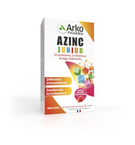 Arkopharma – Azinc Junior goûts fraise, 30 comprimés à croquer
