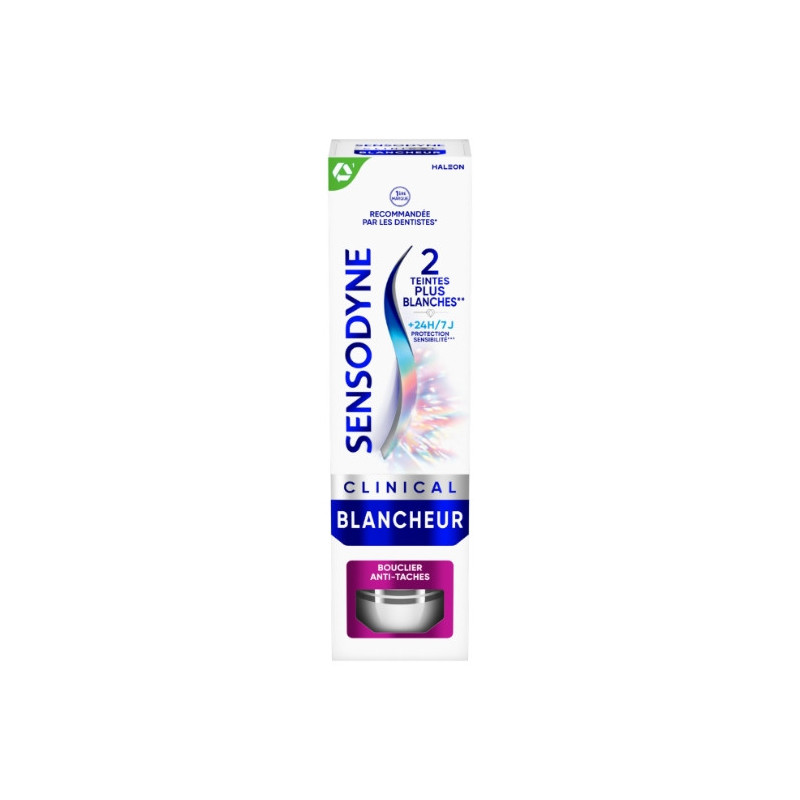 Sensodyne – Dentifrice Clinical Blancheur Bouclier Anti-Taches, 75 ml Sensodyne – Dentifrice Clinical Blancheur Bouclier Anti-Taches, 75 ml