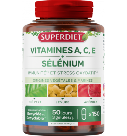 Superdiet – Vitamines A, C, E et Sélénium, 150 gélules