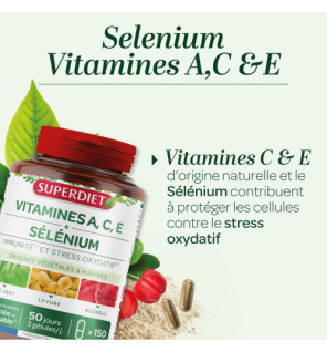 Superdiet – Vitamines A, C, E et Sélénium, 150 gélules